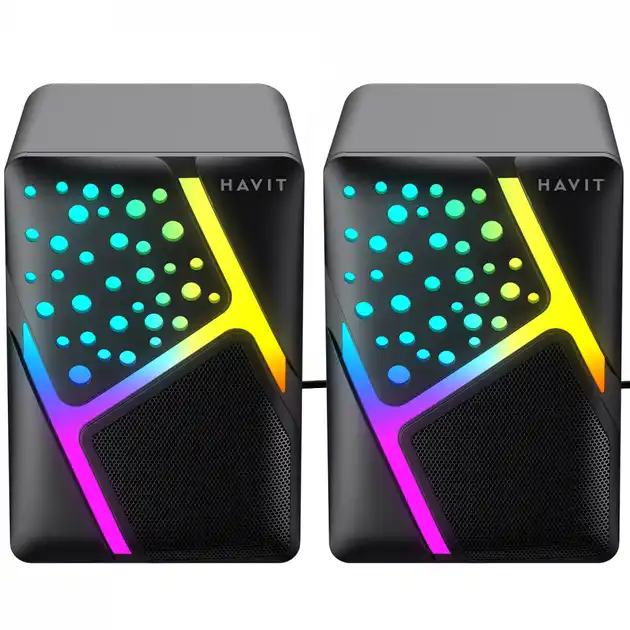 Колонки Havit HV-SK763 USB черные, 6W с RGB подсветкой - изображение 1