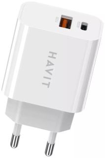 Фото товару Зарядний пристрій Havit HV-UCP007 USB та Type-C, 20W швидкий заряд, білий