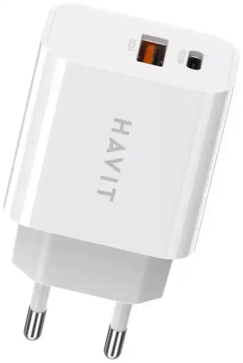 Зарядний пристрій Havit HV-UCP007 USB та Type-C, 20W швидкий заряд, білий - зображення 5