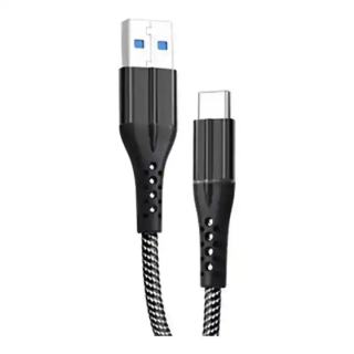 Фото товару Кабель Type-C на USB 2.4 А, 1 м, Grunhelm GMC-02CLB тканинне обплетення