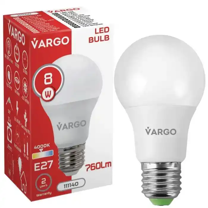 LED лампа Vargo A60 8W 4000K E27 220V (V-111140) - зображення 5