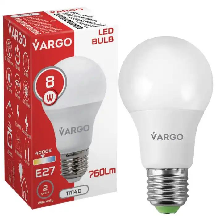 LED лампа Vargo A60 8W 4000K E27 220V (V-111140) - зображення 1