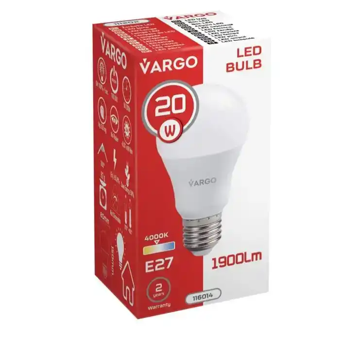 LED лампа Vargo A80 20W 4000K E27 220V (V-116014) - зображення 5