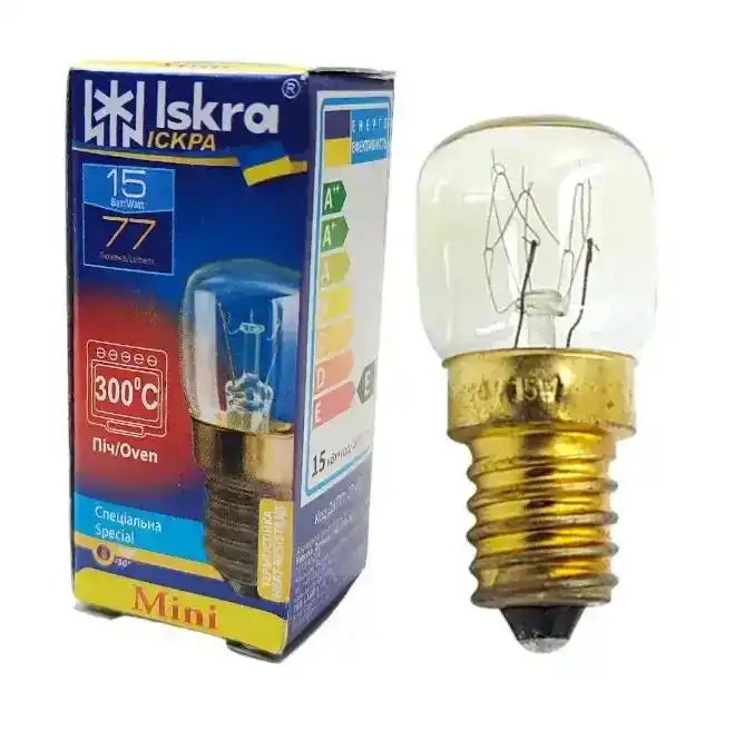 Лампа mini Т22 240V 300C 15W E14 для духовки, Китай - зображення 5