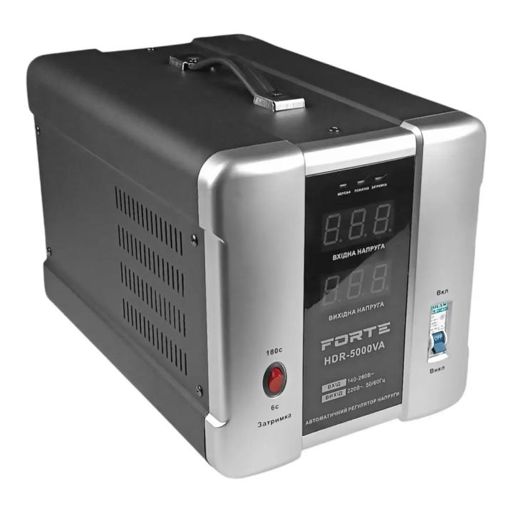 Стабілізатор напруги FORTE HDR-5000, релейного типу, потужність 3000Bт, точність 8%, вага 14.3 кг - зображення 6