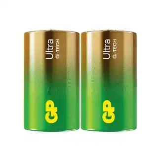 Фото товара Батарейка D LR20, GP Ultra, 1,5 V, щелочная, уп. пленка 2/1, аналоги: R20, UM1, 13, 14, 14D