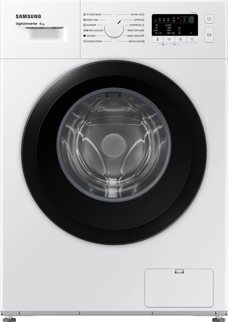 Пральна машина Samsung WW60A3120BE/LE: 6 кг, 1200 об/хв, інверторний двигун, пара Hygiene Steam, вузька (40 см), біла - зображення 5