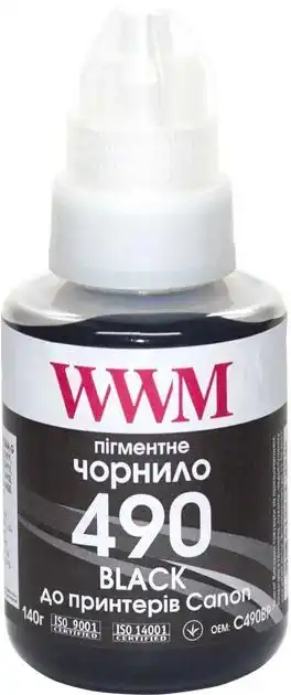 Чорнило WWM GI-490BP для Canon Pixma G1400/2400/3400 140 г Black пігментне (C490BP) - зображення 5